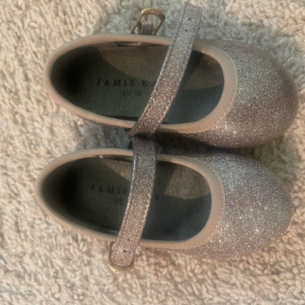 Jamie Kay Silver Dress Shoes Sparkly Mary Jane